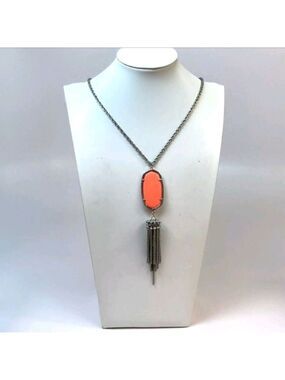 Designer Kendra Scott Silver-Tone Rayne Tassel Pendant Necklace